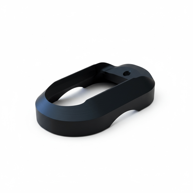 Black precision-machined pistol component